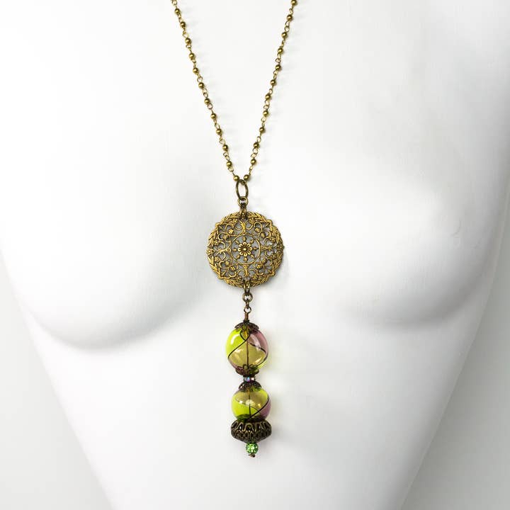 A Silk Purse - Wholesale Pendant/Charm Necklace - Darlene Venetian Bead Necklace