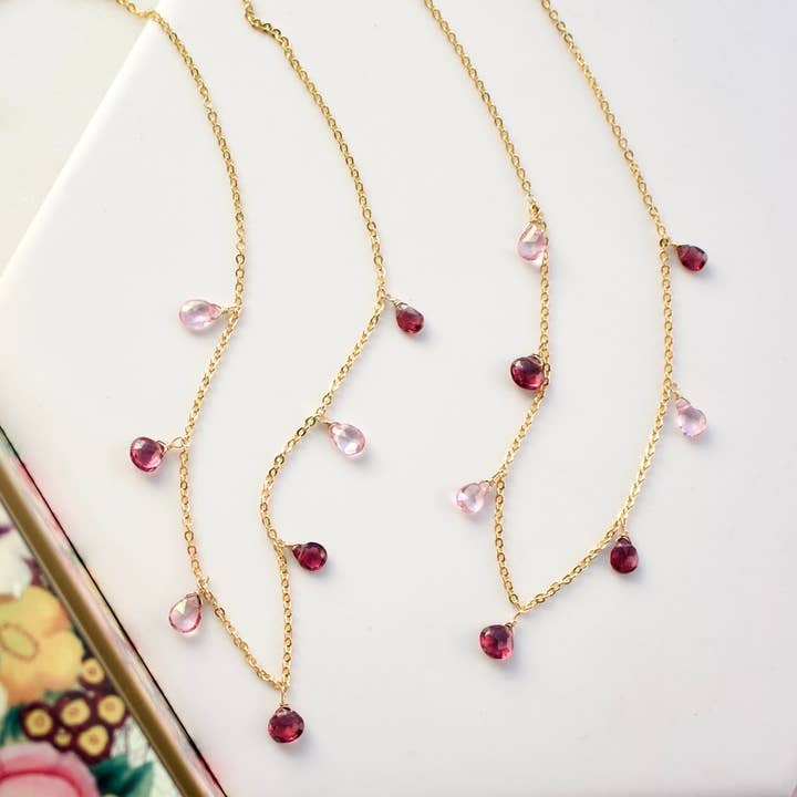 Super Dainty Drops Halskette|11 Stein-Kombinationen|Gold oder Silber für den Großhandel von a.v. max