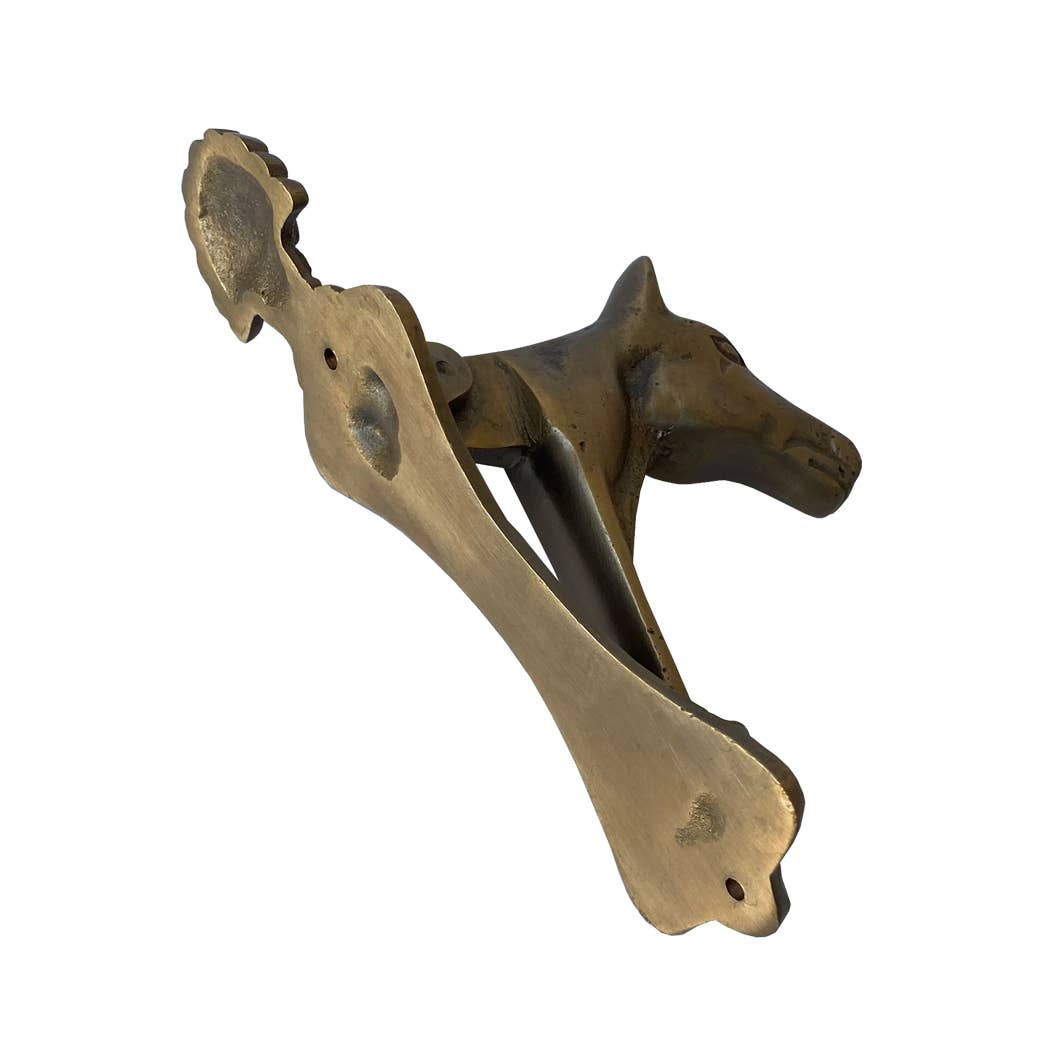Madison Bay Co. - Historical Home Decor Reproductions - Vente Poignée/bouton - Heurtoir de porte tête de cheval en laiton vieilli - Style vintage, 5-1/2"2