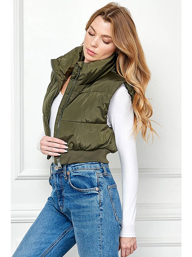 Veracci - Venta al por mayor Chaleco de abrigo - Mujer - Chaleco acolchado corto con cintura elástica10