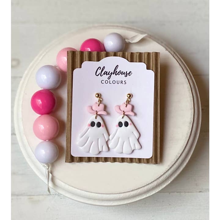 Clayhouse Colours - Wholesale Dangle Earrings - Pink Ghost & Pumpkin Earrings