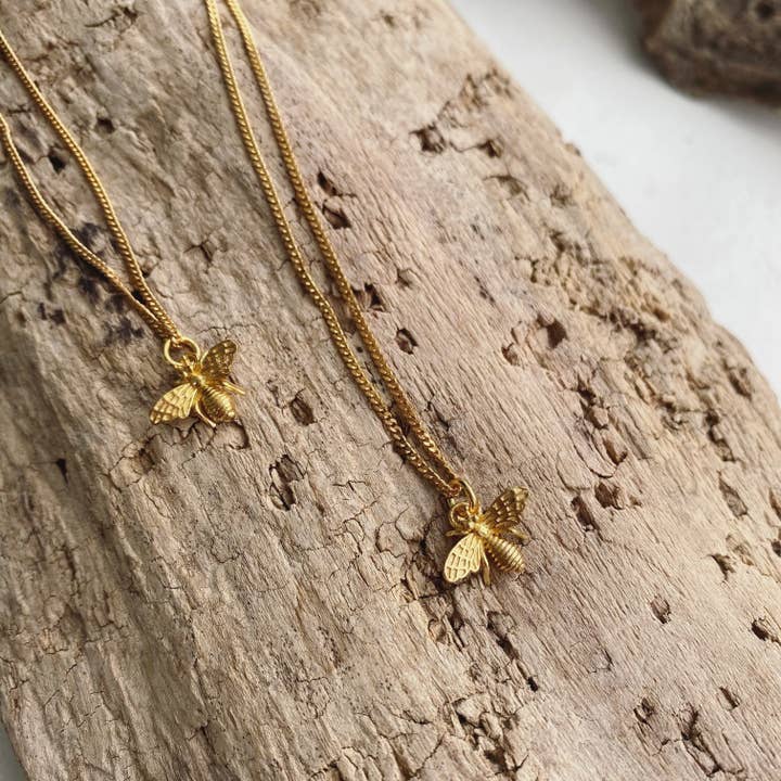 gold vermeil bee necklace for wholesale by sarahannedipity