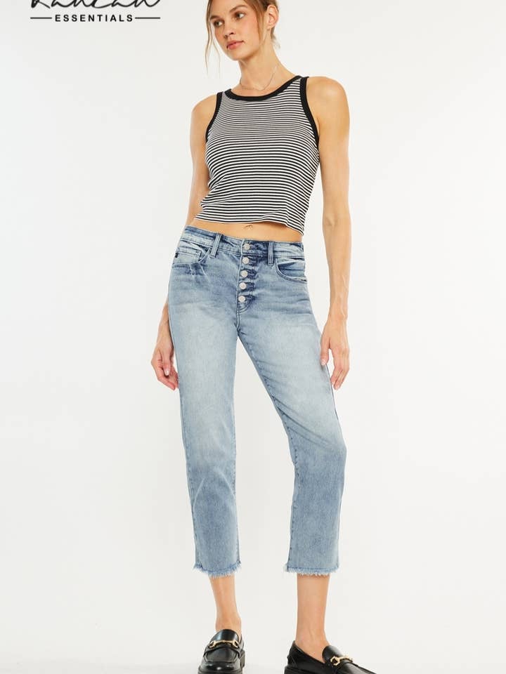 OPEN PACK HIGH RISE STRAIGHT FIT JEANS-KC20011L for wholesale by Kan Can USA