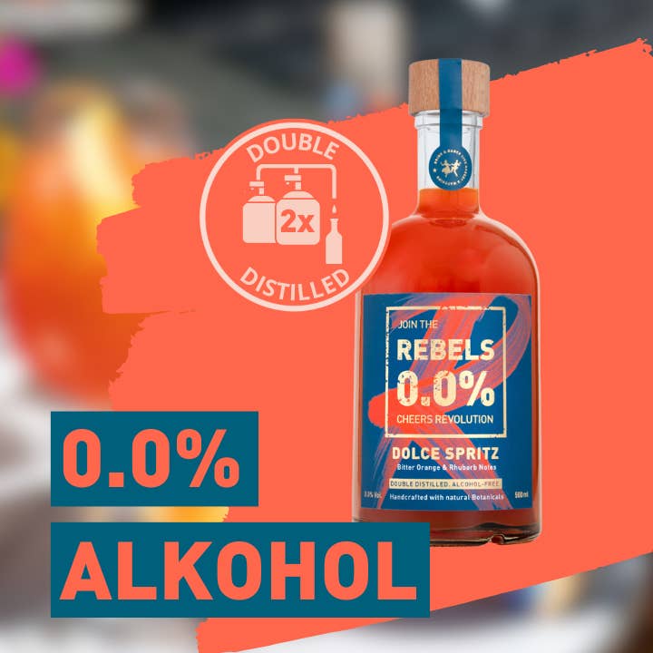 REBELS 0.0% - Wholesale Non-Alcoholic Aperitif/Mocktail - DOLCE SPRITZ/alcohol-free Aperol/Spritz/0.0%