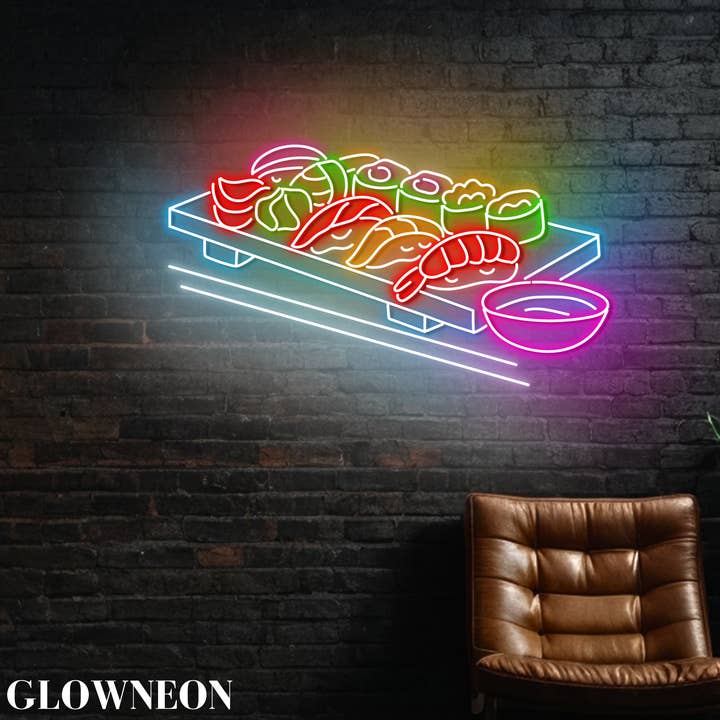 Glow Neon – wholesale Neon sign – Sushi Tray Led Wall Art, Japanese Sushi Restaurant Neon Sign1
