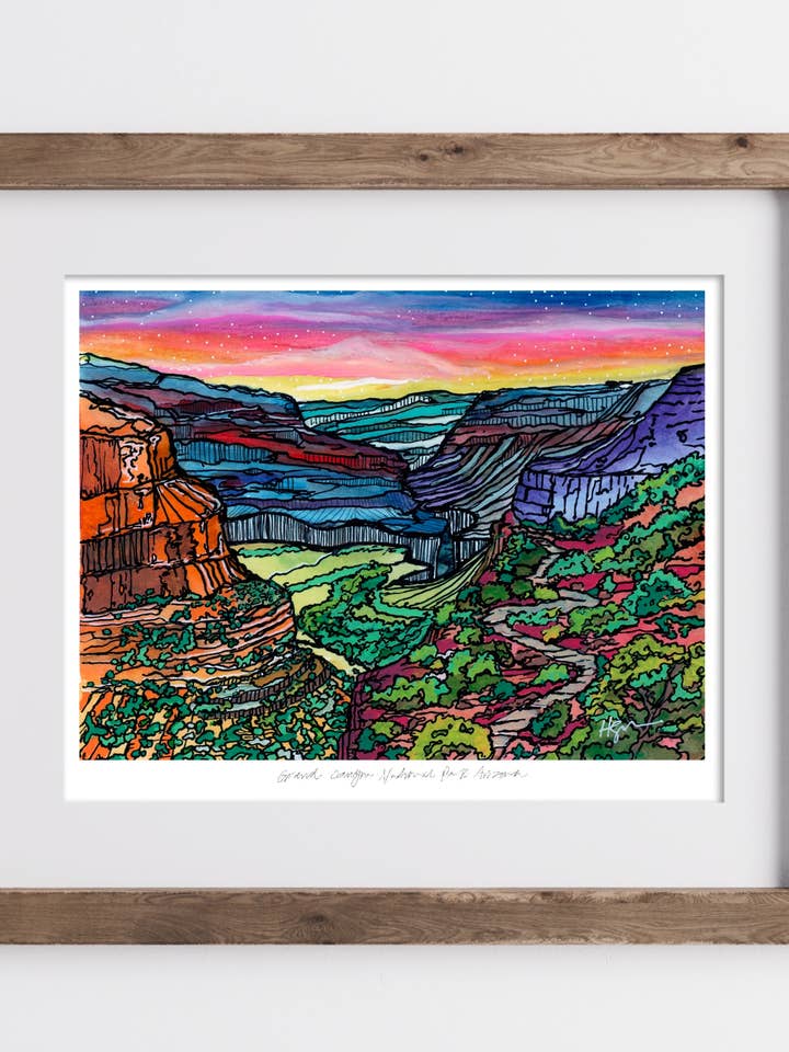 Grand Canyon National Park, Arizona - Bordered Print- Archival Matte Paper- Hand Titled and Signed for wholesale by Heidi Garner Studio