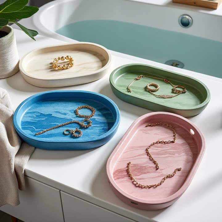 Priscila Leen Arts at Florida Soap Candle - Wholesale Jewelry Dish - Oval Concrete Resin Tray30