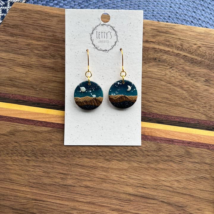 Mountain Landscape Circle Earrings for wholesale by Letty’s Lovelies Co