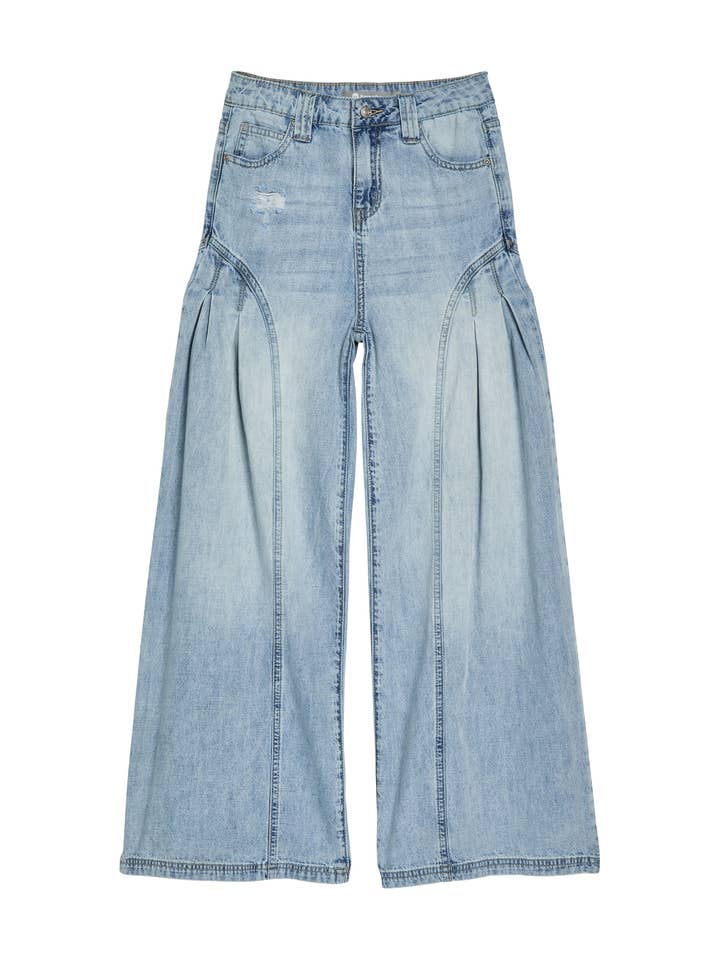 KVINDER-PLISSERET SIDEKILE BRED BEN/93708-DBEN for engroshandel hos Tractr Jeans