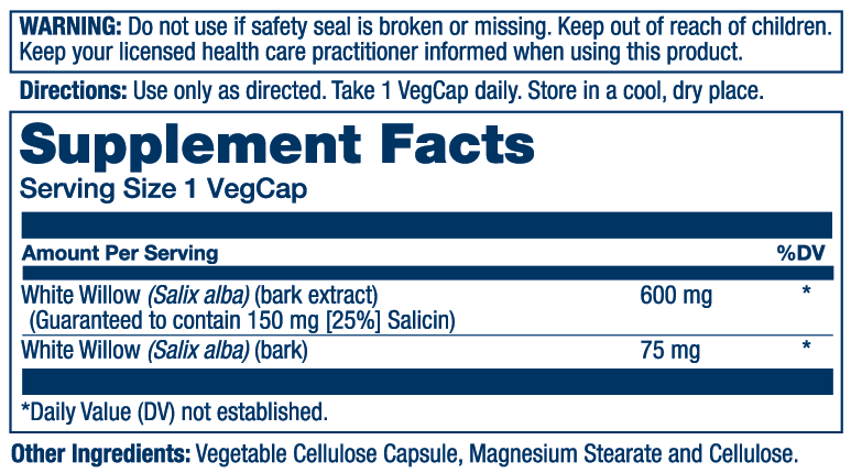 Solaray - Wholesale Oral Supplement/Vitamin - White Willow Bark Extract 600mg1