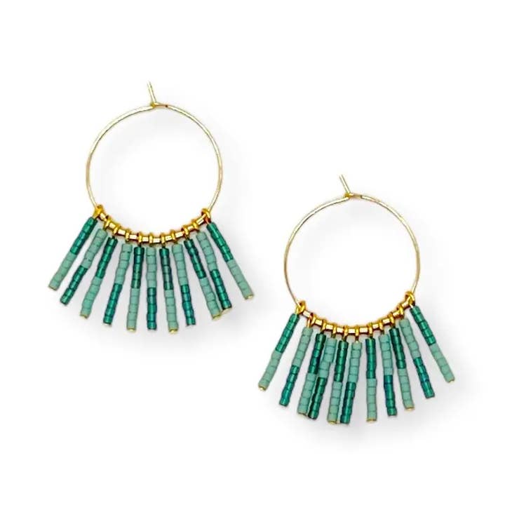Dusk Fringe Hoop / Glass beads & 14k GF or Silver for wholesale by Son of a Sailor