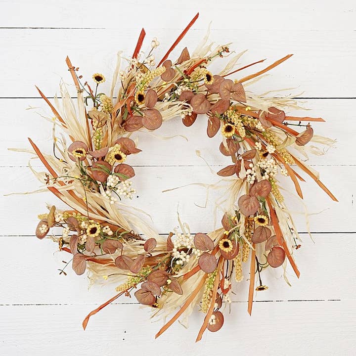 28510- 22in Wreath-Harvest Farm House-2/12pcs for wholesale by Impressive Enterprises, Inc.