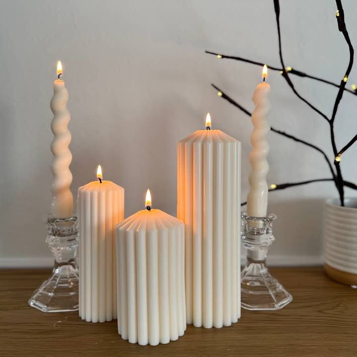 Dolce Cuore Candles - Wholesale Pillar candle - Ribbed Candle, Pillar Candle, Ribbed Peak Pillar Candle4