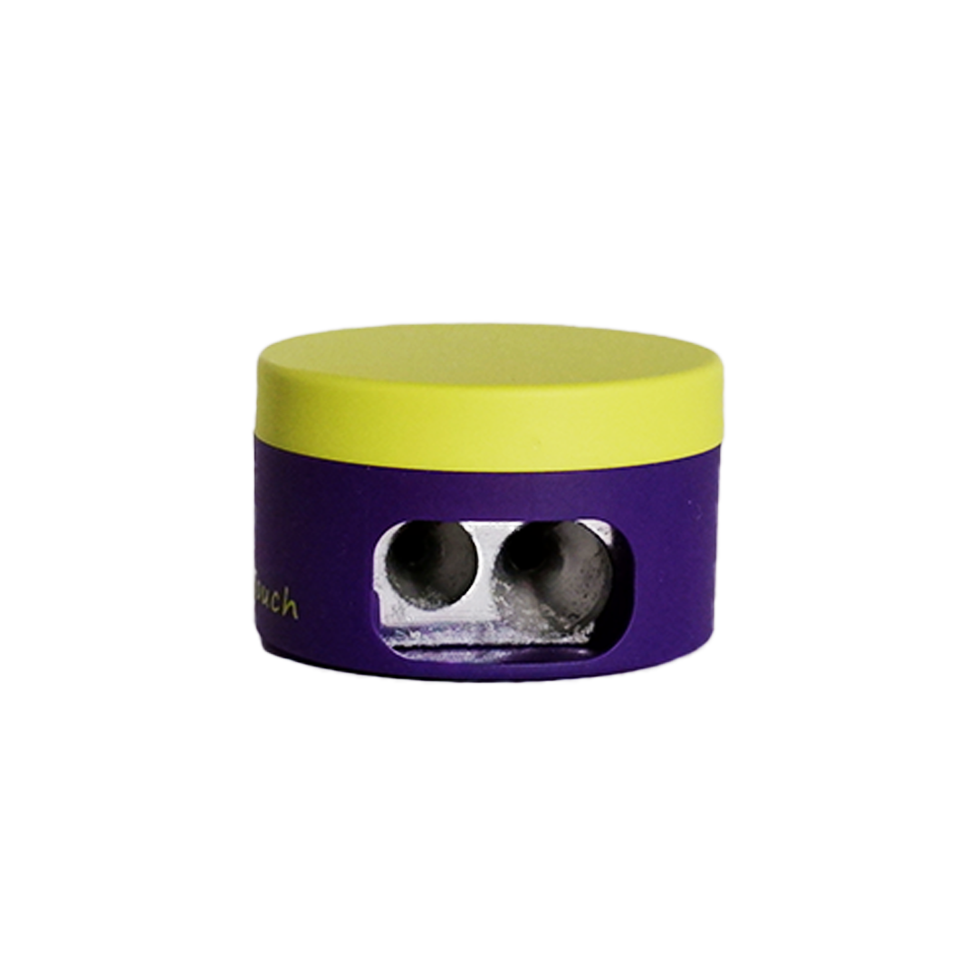 Papier Plume - Wholesale Pencil Sharpener - "Touch" a purple & lime sharpener with a medium waste cont.2