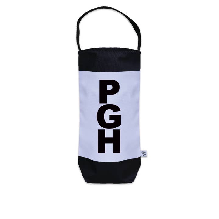 PGH (Pittsburgh) City Abbreviation Canvas Wine Tote for wholesale by Anne Cate