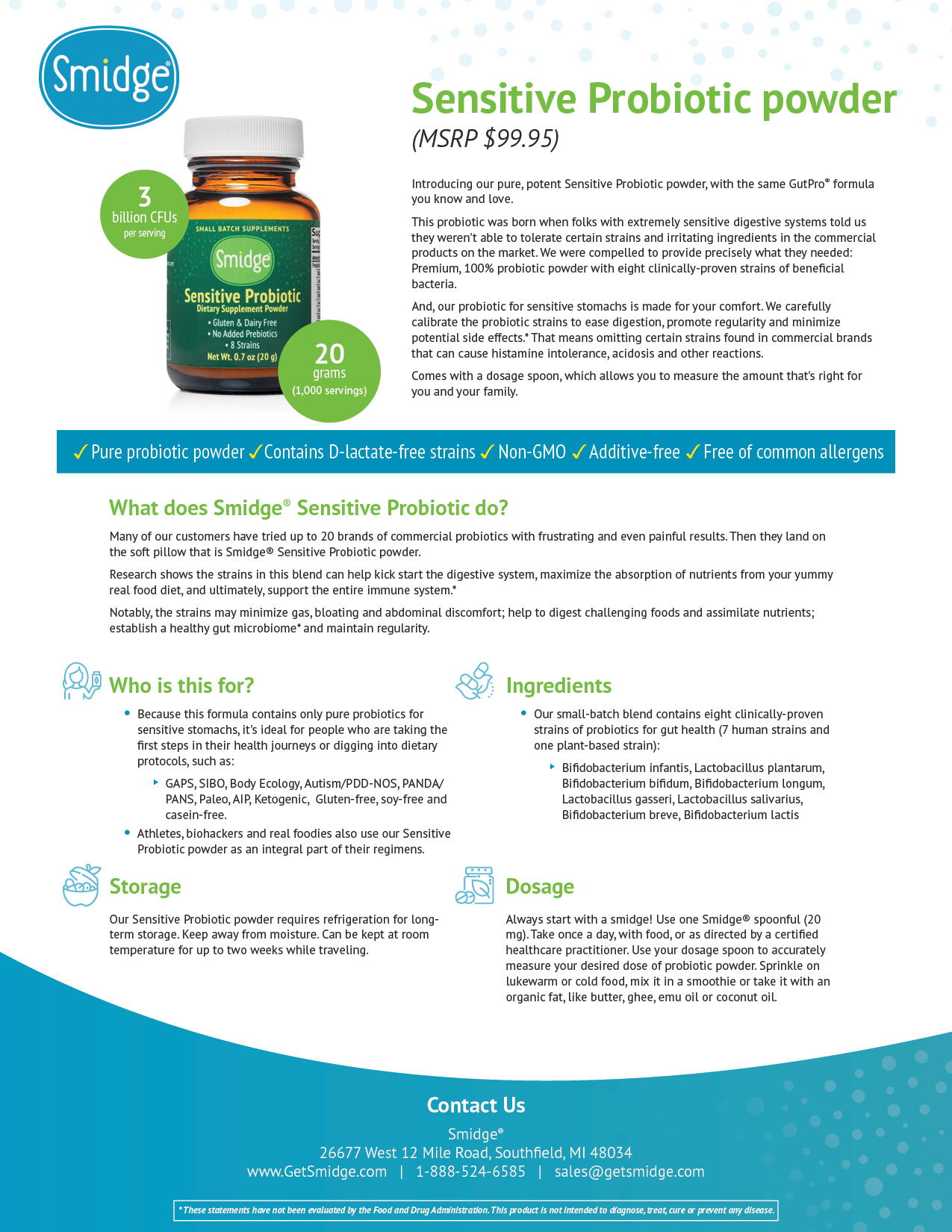 Smidge - Wholesale Oral Supplement/Vitamin - Sensitive Probiotic Powder5