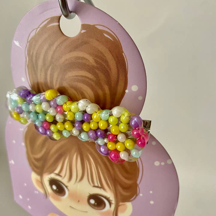 Pastel Pearl Sprinkles Scalloped Hair Clip for wholesale by GRL PWR Jewelry