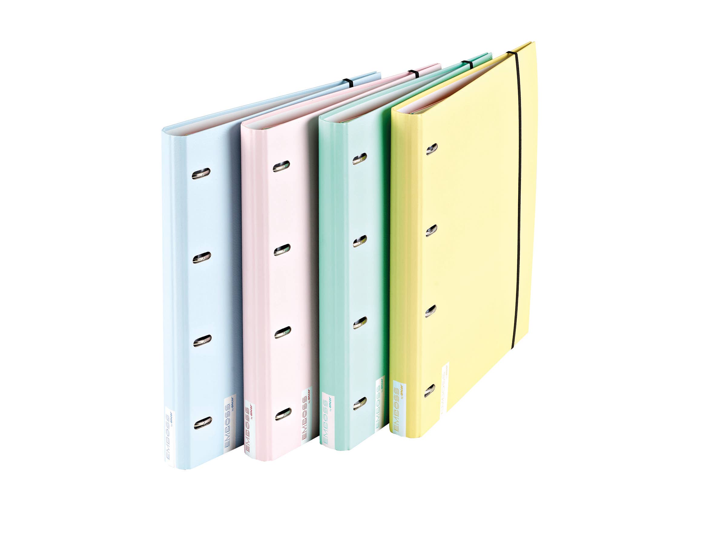 Ancor – Großhandel Hefter – A4 Ringbuch mit 4 Ringen, Nachfüllung, Trennblatt und elastischem Prägegummi0