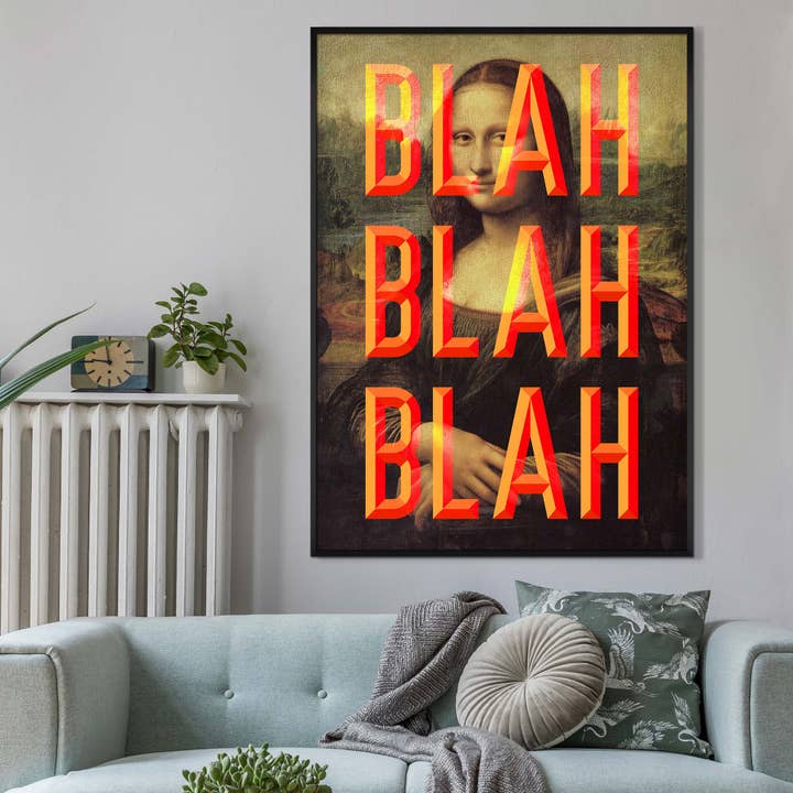 Ink & Drop - Vente Affiche d'art - Imprimé Mona Bla Bla Bla Bla Orange