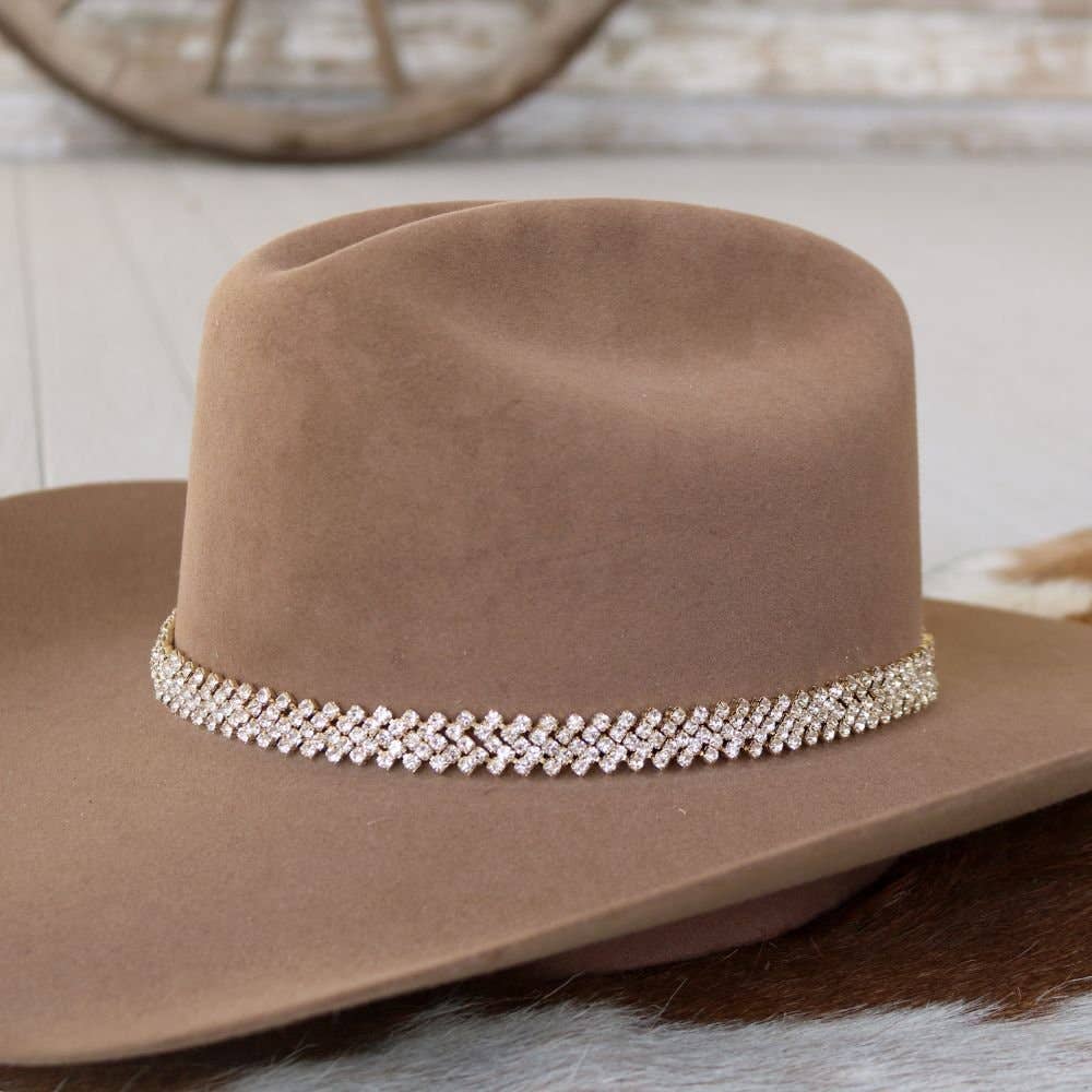 Willow Lane Hat Co. - Vente Accessoire pour chapeau – femme - Bandeau de chapeau en strass doré - Le Loretta3