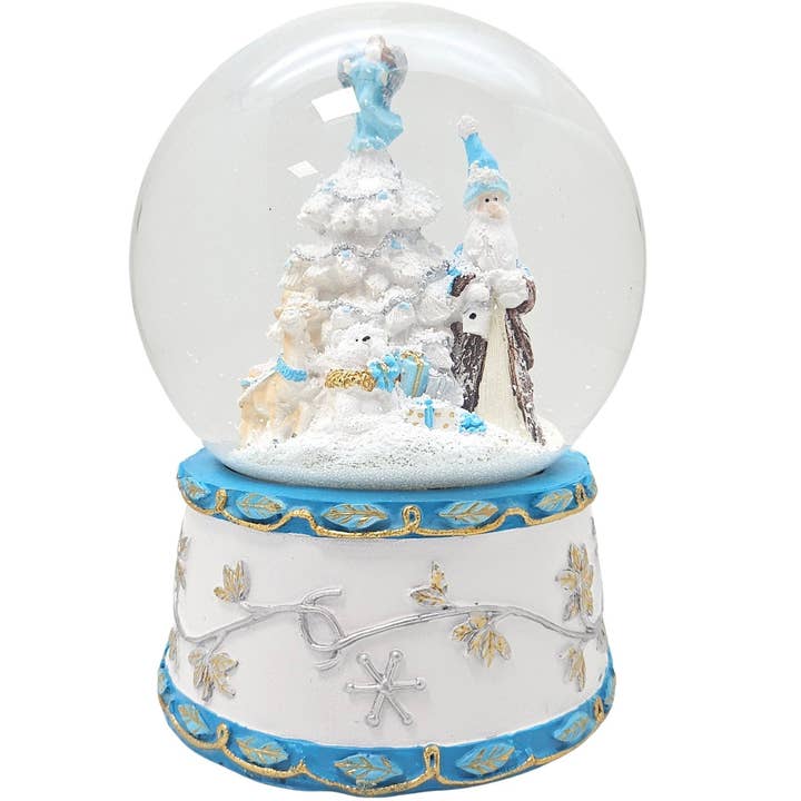 Bola de nieve Papá Noel con caja de música, azul para venta al por mayor de Schneekugelhaus