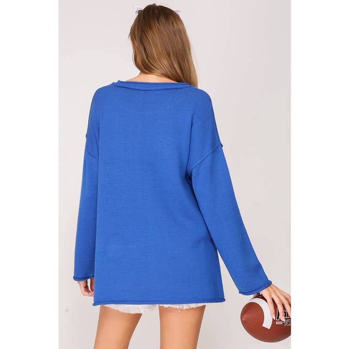 Paperdoll - Wholesale Graphic Sweatshirt - Women's - GAME DAY ROUND NECK SWEATER TOP