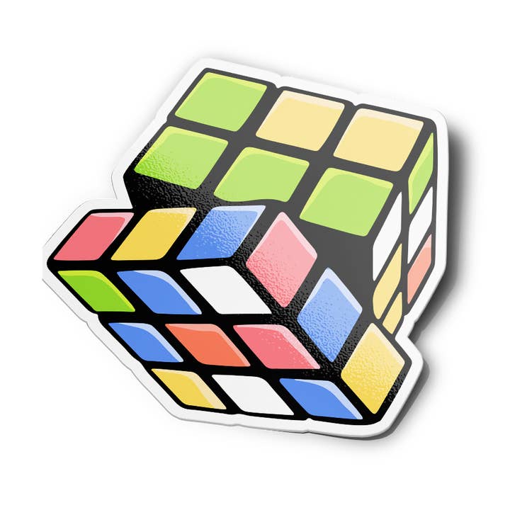 Autocollants imperméables en vinyle Rubik's Cube des années 90 pour la vente par Girls Printing House