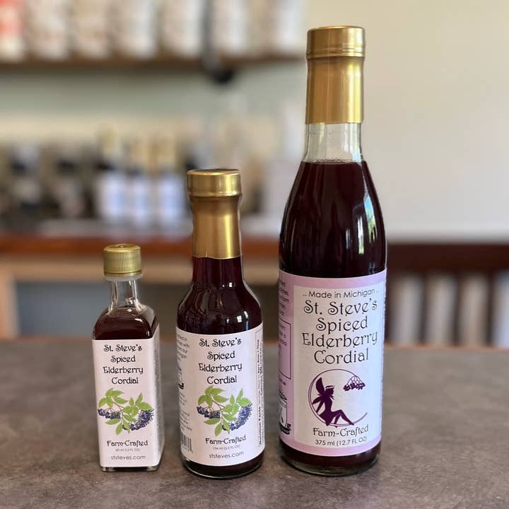 Cordial (Syrup) - Spiced Elderberry for wholesale by St. Steve's Farm-Crafted Beverages