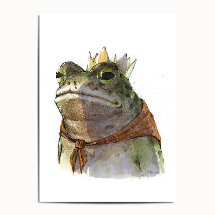 The Ugly Cat Studio - Wholesale Art Print - Toad King Watercolour Fine Art Print1