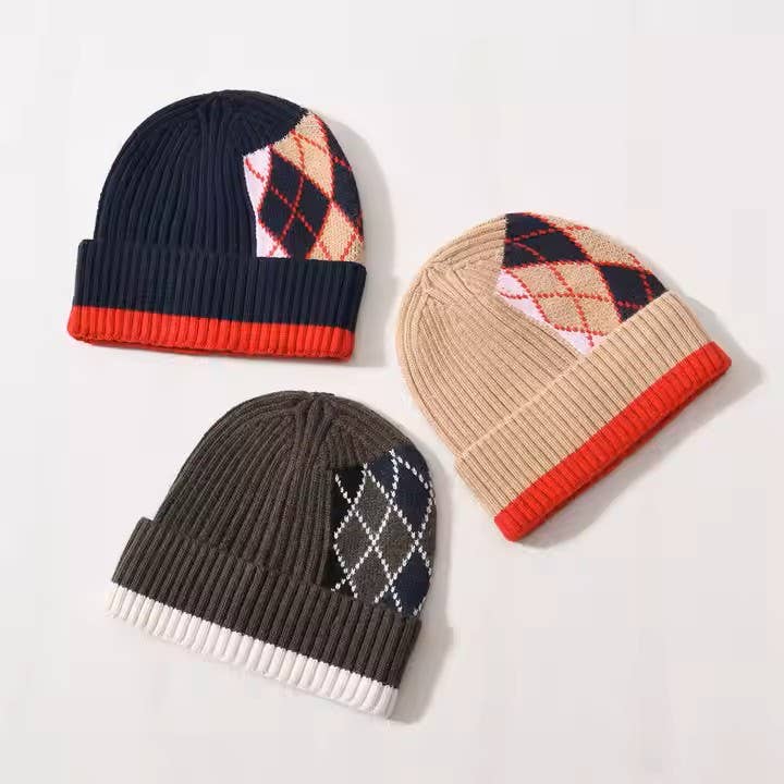 Luxe Cashmere Argyle Beanie for wholesale by The Pathz - Hats, Bags & Lifestyle