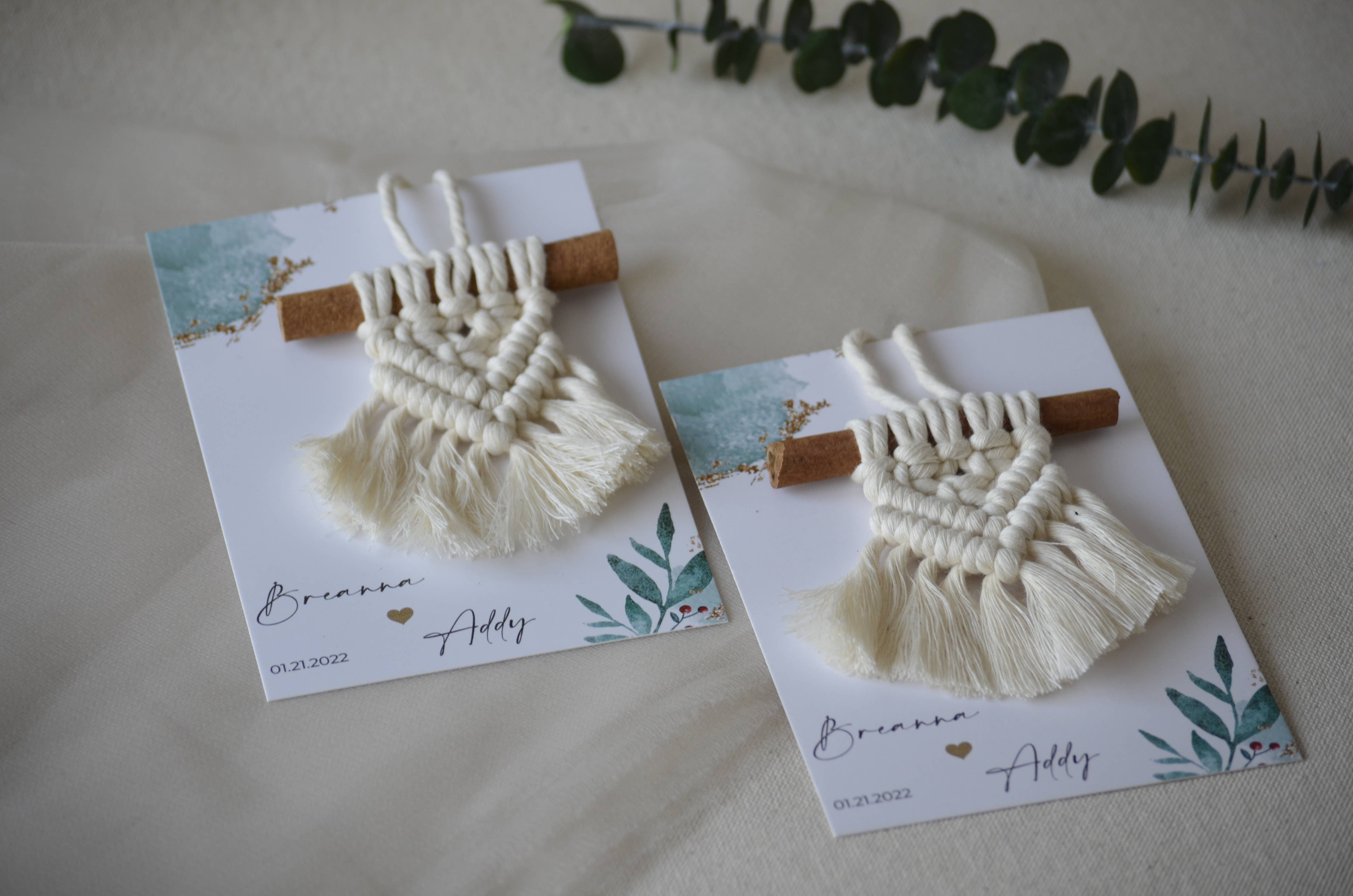 Uniq Favors - Wholesale Ornament - Mini Cinnamon Stick Macrame Gifts, Boho Christmas Ornaments7