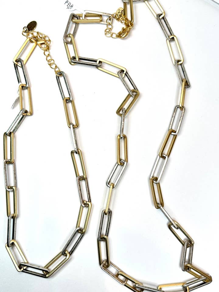 Favolosa collana a fermaglio rettangolare bicolore... per la vendita all'ingrosso da parte di Suzy T Designs