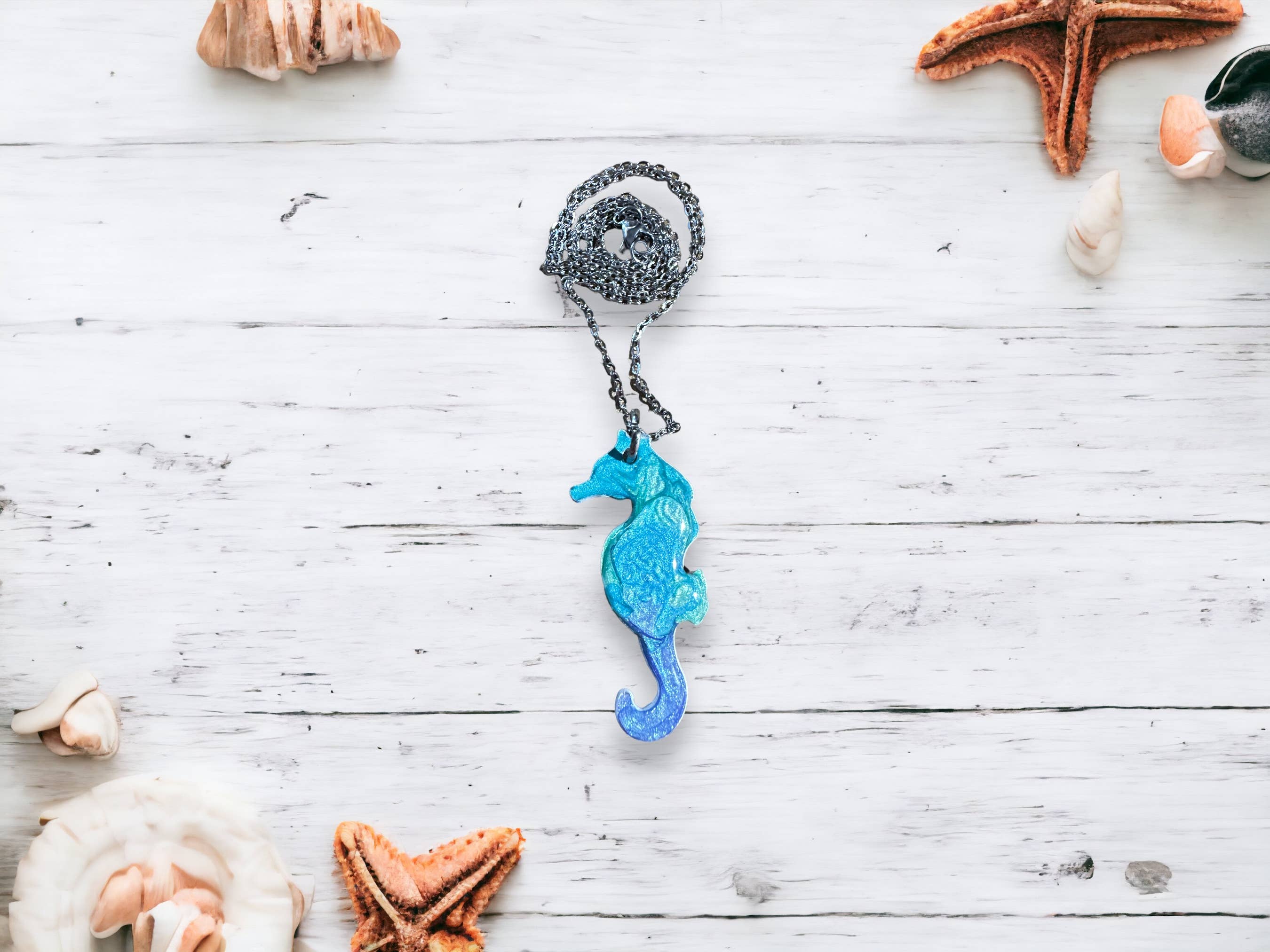 Three Dandelion Wishes - Wholesale Pendant/Charm Necklace - Hand Painted Seahorse Necklace18