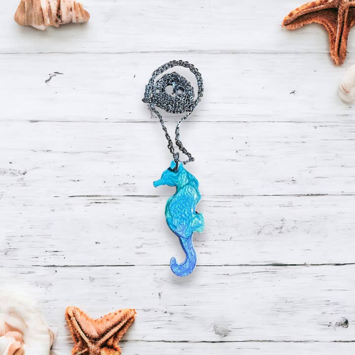 Three Dandelion Wishes - Wholesale Pendant/Charm Necklace - Hand Painted Seahorse Necklace18