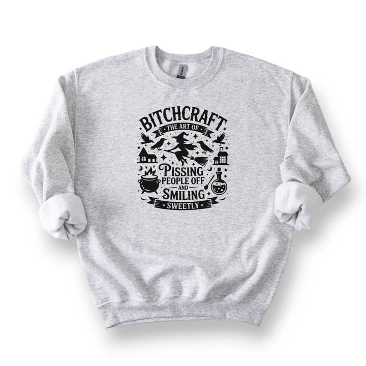 Bitchcraft Comfy Crew Sweatshirt for wholesale by Fuzzy Loon Designs