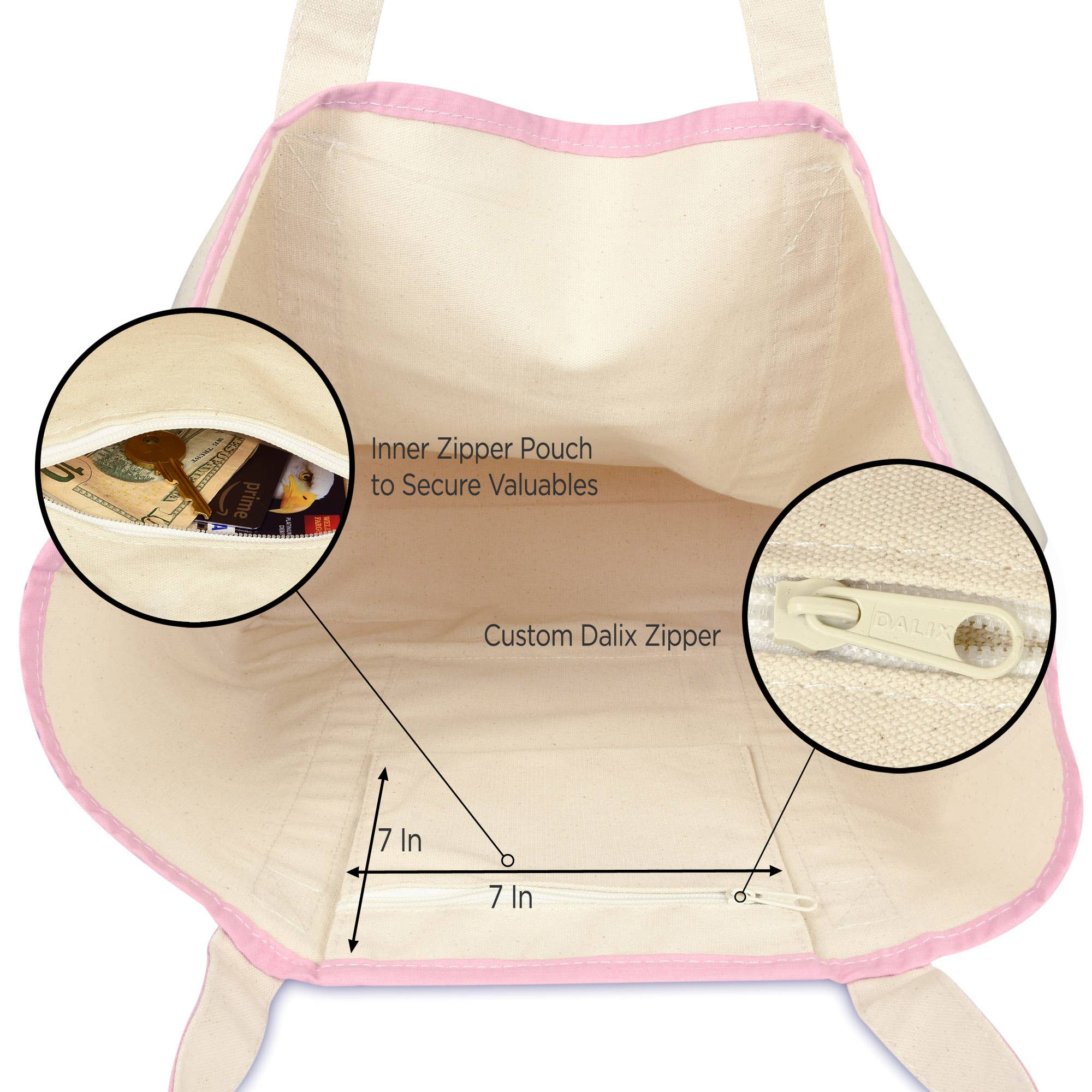 Dalix - Wholesale Tote Bag - Women's - DALIX 22" Open Top Heavy Duty Deluxe Tote Bag Outer Pocket38