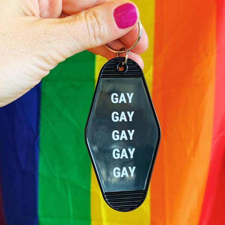 GetBullish - Wholesale Keychain - Women's - GAY GAY GAY GAY GAY Motel Keychain - PRIDE LGBTQ retro
