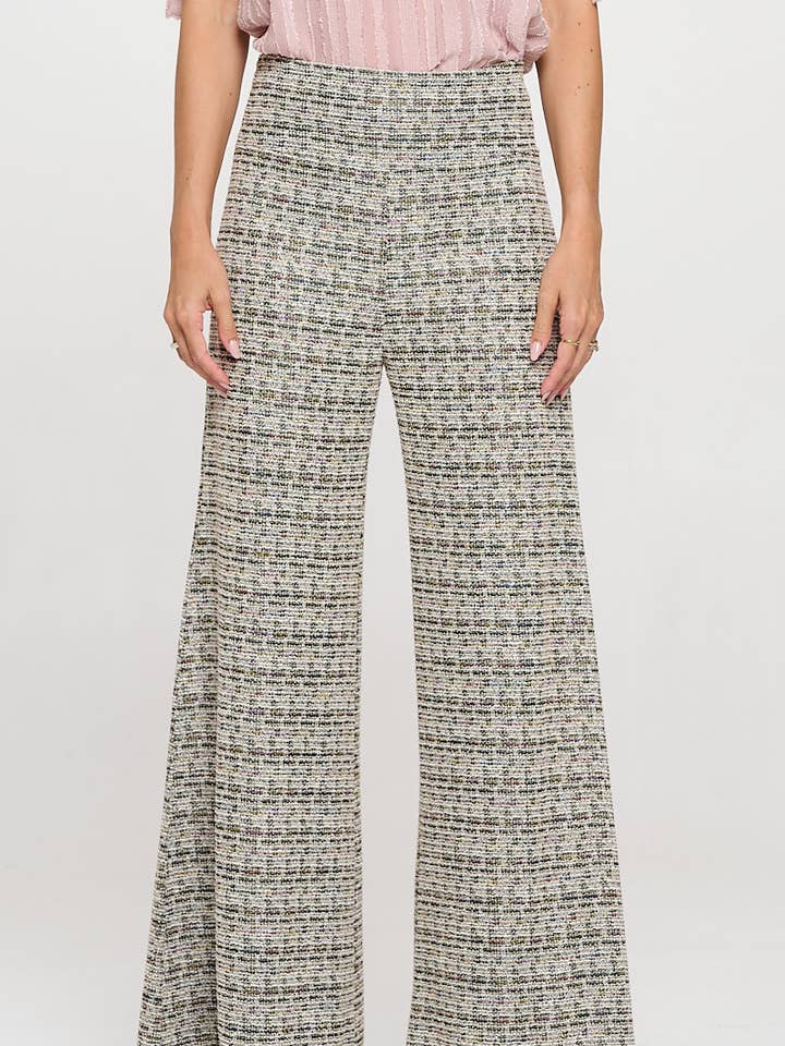 Gemaakt in de VS, geruite tweedtrui met wijde broekspijpen voor wholesale door Renee C.