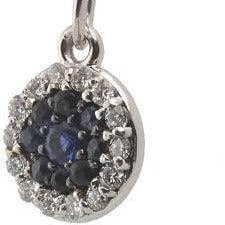 14K WG Small Diamond & Sapphire Circle Evil Eye Pendant for wholesale by NYMAN JEWELERS