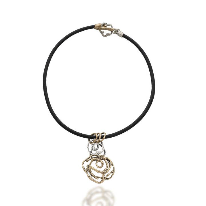 Pendentif Rose en bronze et argent 925 - CR042b pour la vente par Mandile Gioielli