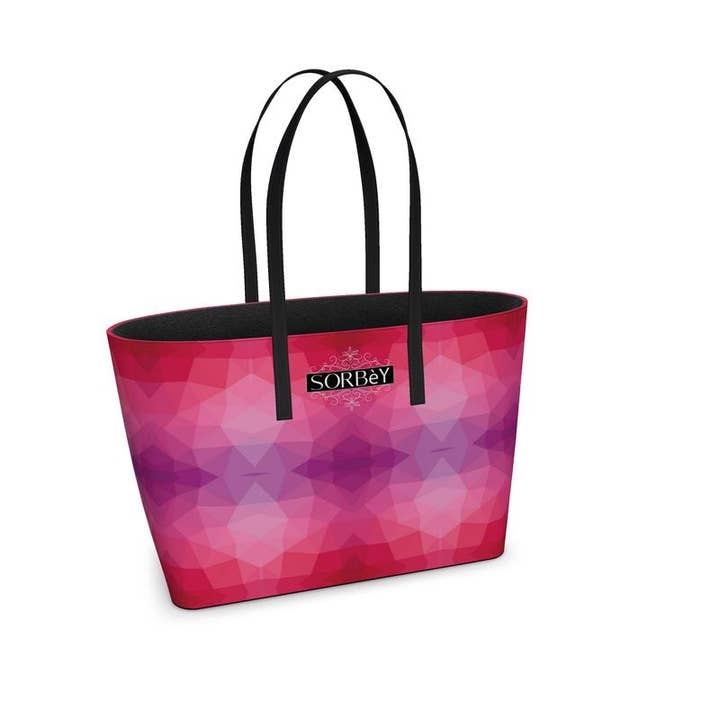 Sac cabas Kika en cuir rose à motif poly pour la vente par Sorbey