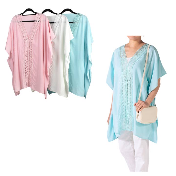 THSAP1327: (3pcs) Lace Kaftan Top Pack for wholesale by Taylor Hill Scarves & Co
