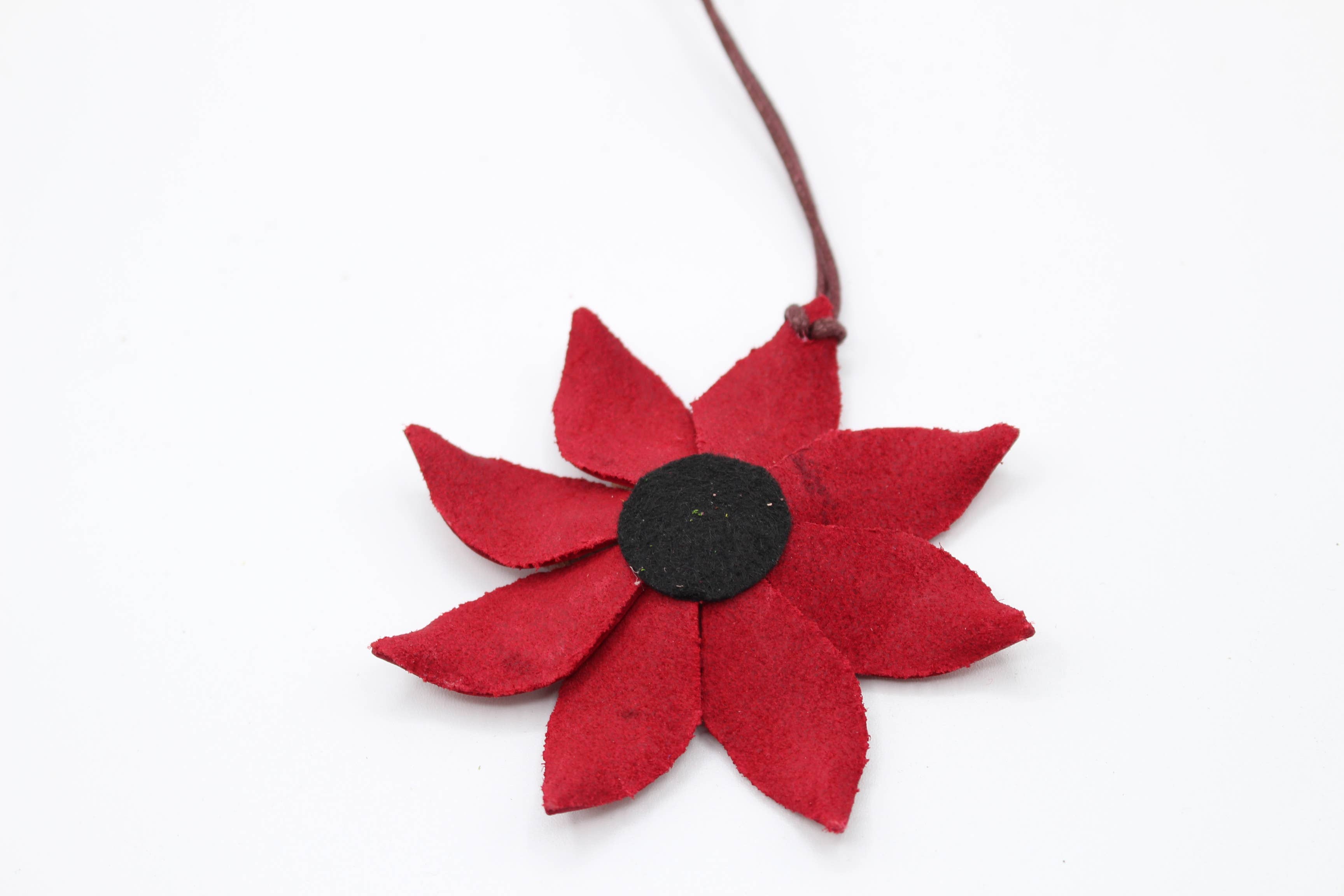 Sunflower Handmade leather inc - Wholesale Ornament - 12 pcs poinsettia flower leather ornaments11