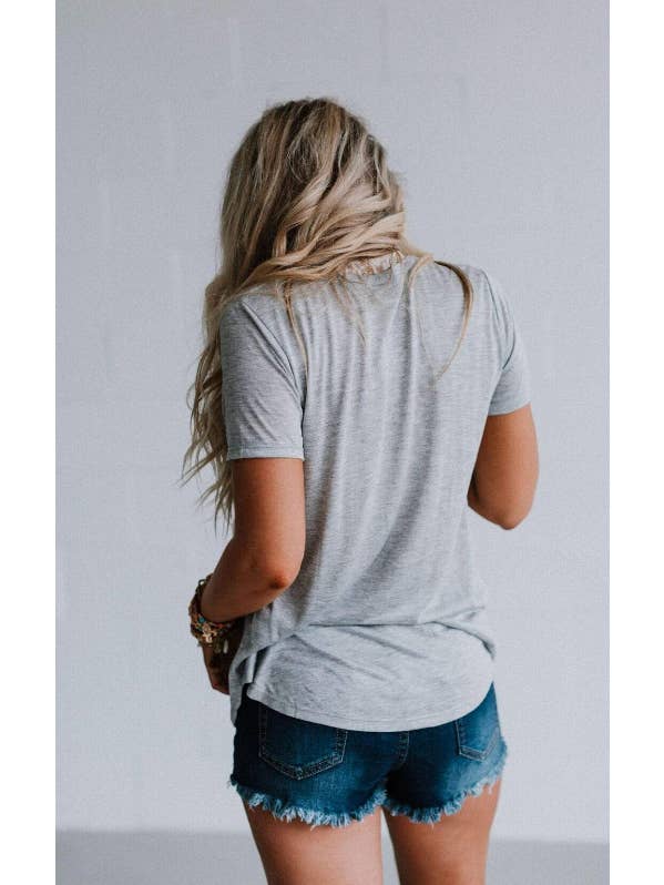 Scoop Neck Bralette Tee - Gray for wholesale on Faire2