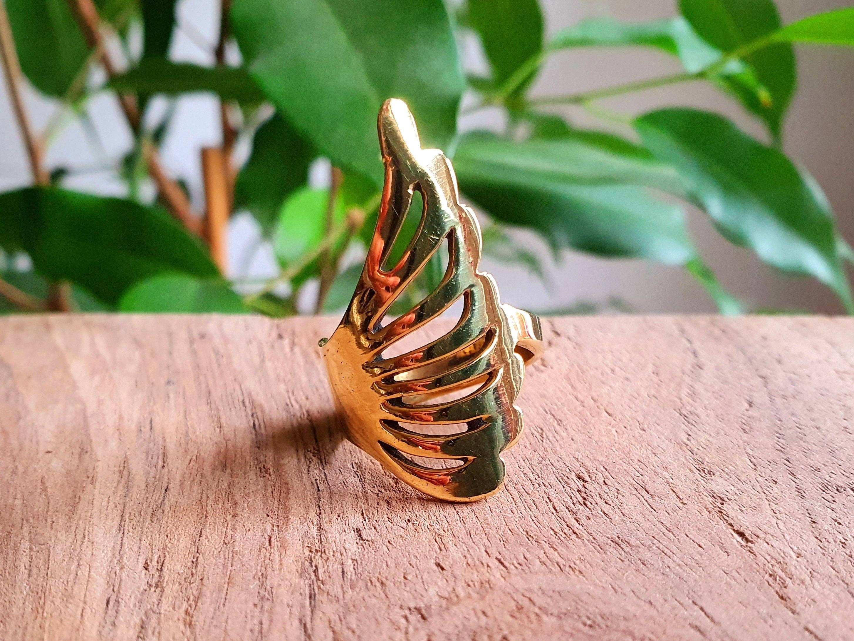 Kaali Boutique - Wholesale Band/Stacked Ring - Gold Angel Wings Ring / Brass / Ethnic, Geometric, rustic, yoga, hippie, gypsy, pretty, psy, boho, bohemian, festival0