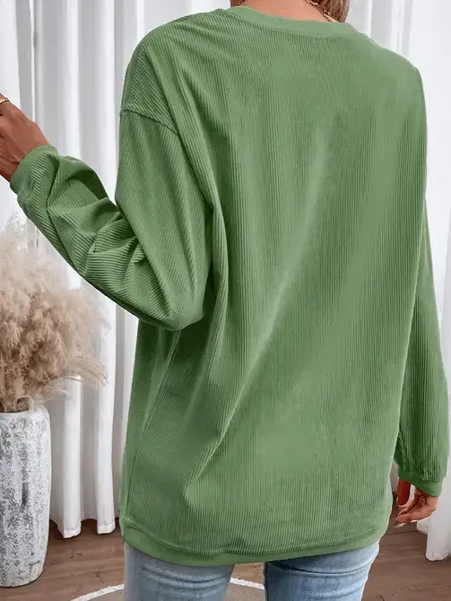 Lovesoft – wholesale Sweatshirt - Dam – Ljusgrå långärmad ribbad överdimensionerad tröja17