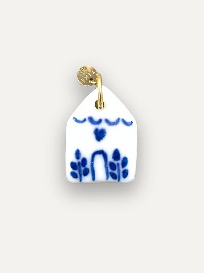 Charms - Pendente Casinha Azul em Porcelana por atacado de Tiké Jewels