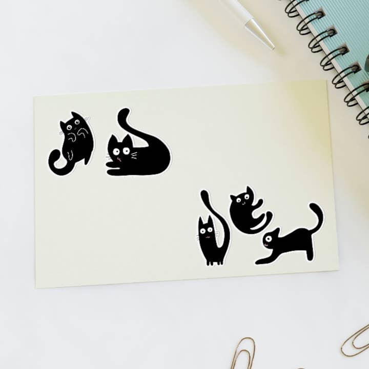 Cleo Black Cat Sticker Sheet for wholesale by Studio K8Ki