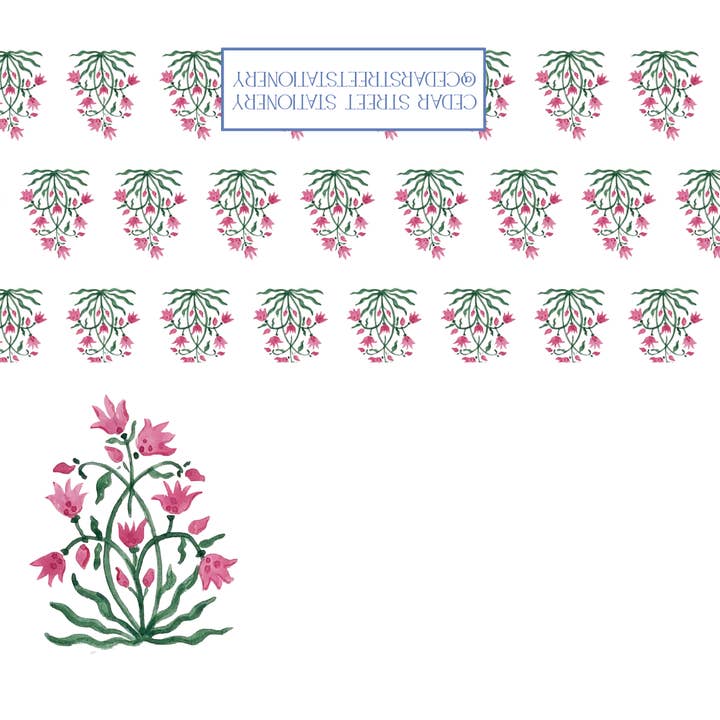 Pink Indian Flower Place Cards for wholesale by Cedar Street Stationery