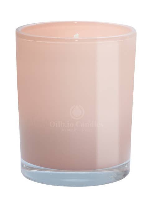 Berry Tangerine Scented Candle in Glossy Pastel Pink Glass for wholesale by KEDAZO